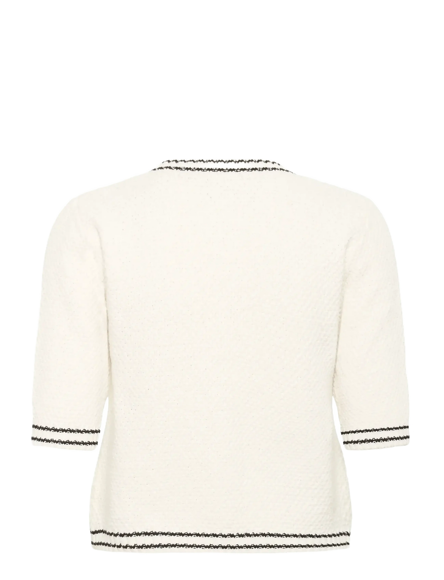 White sweater with black stripes on a white background