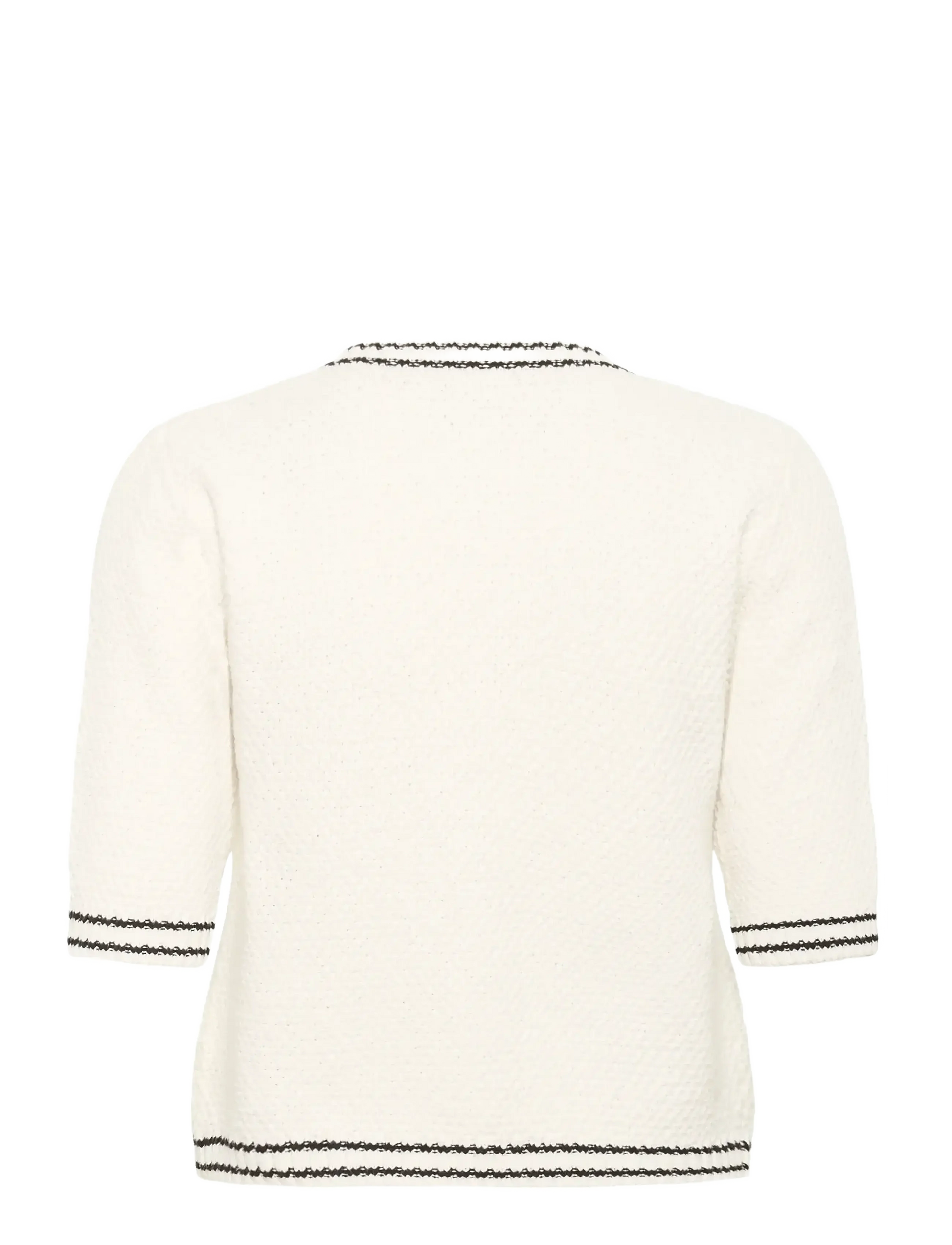 White sweater with black stripes on a white background