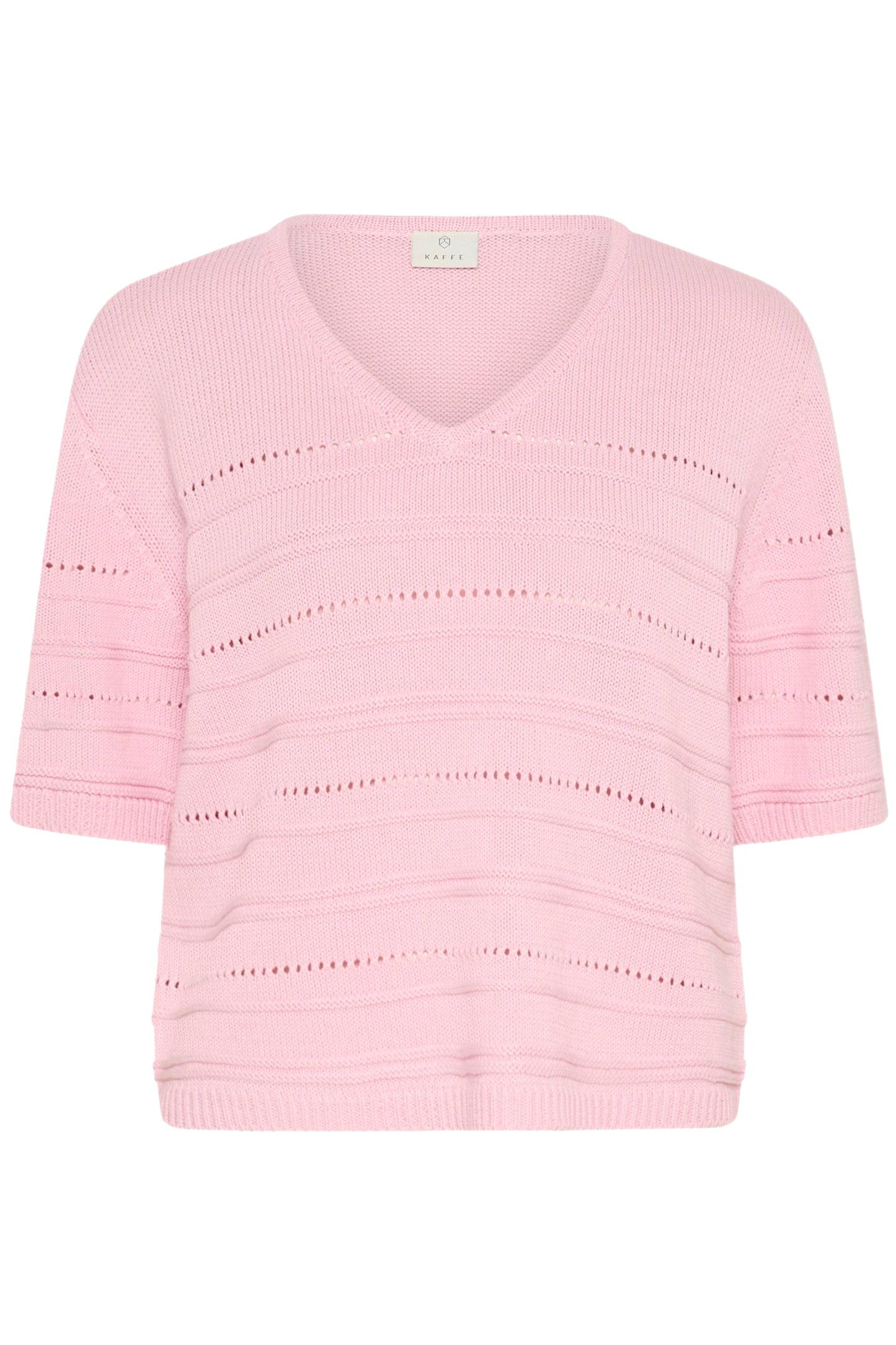 Pink knitted sweater on a white background