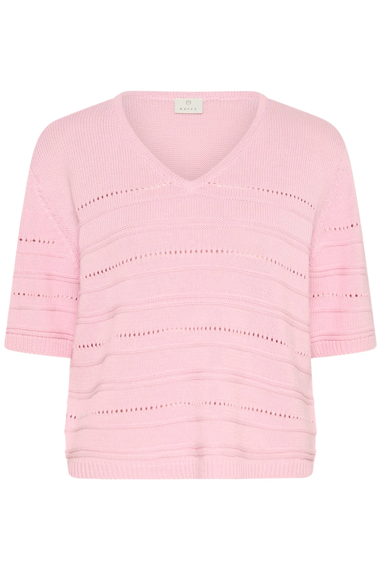 Pink knitted sweater on a white background