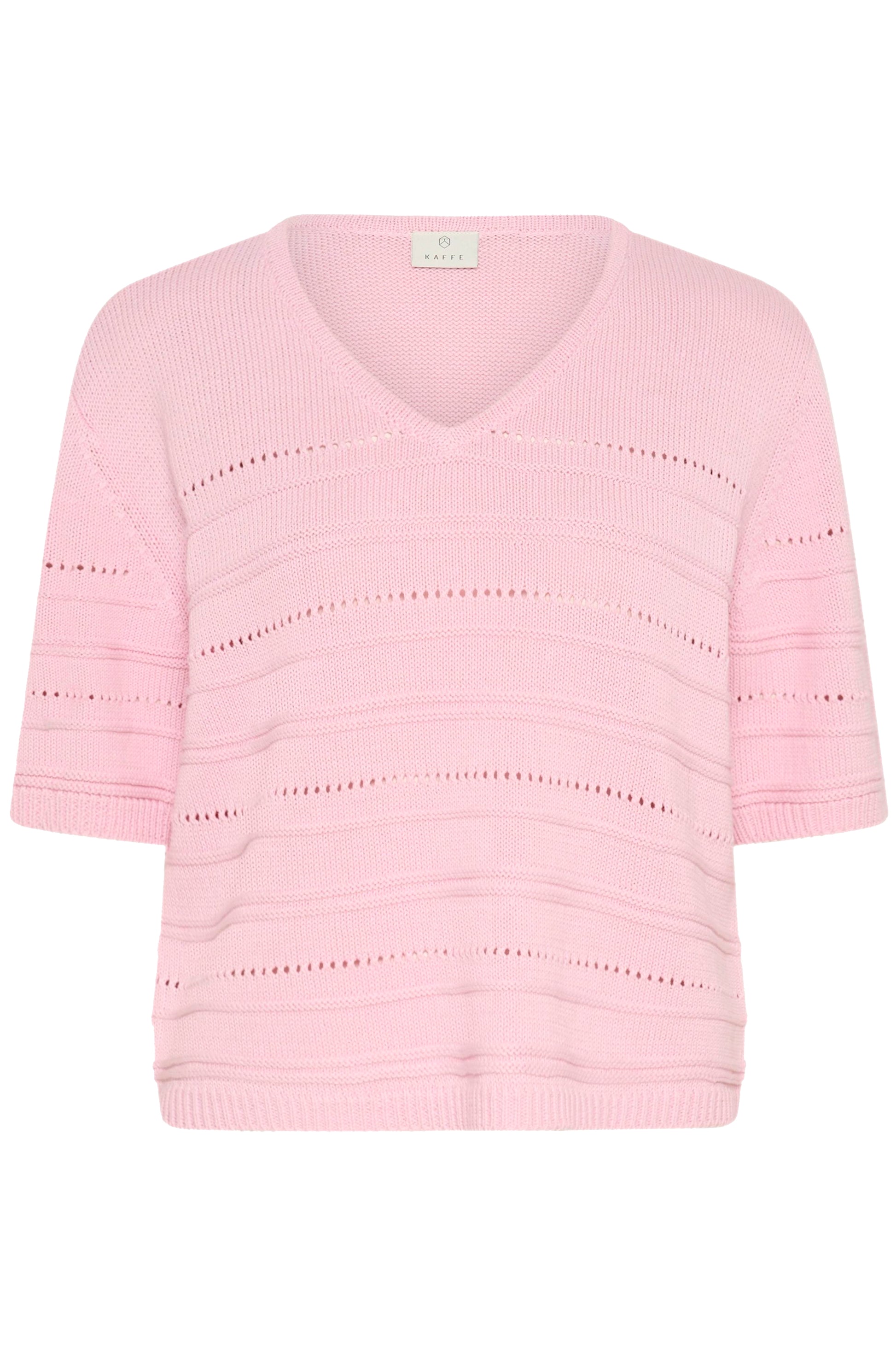 Pink knitted sweater on a white background
