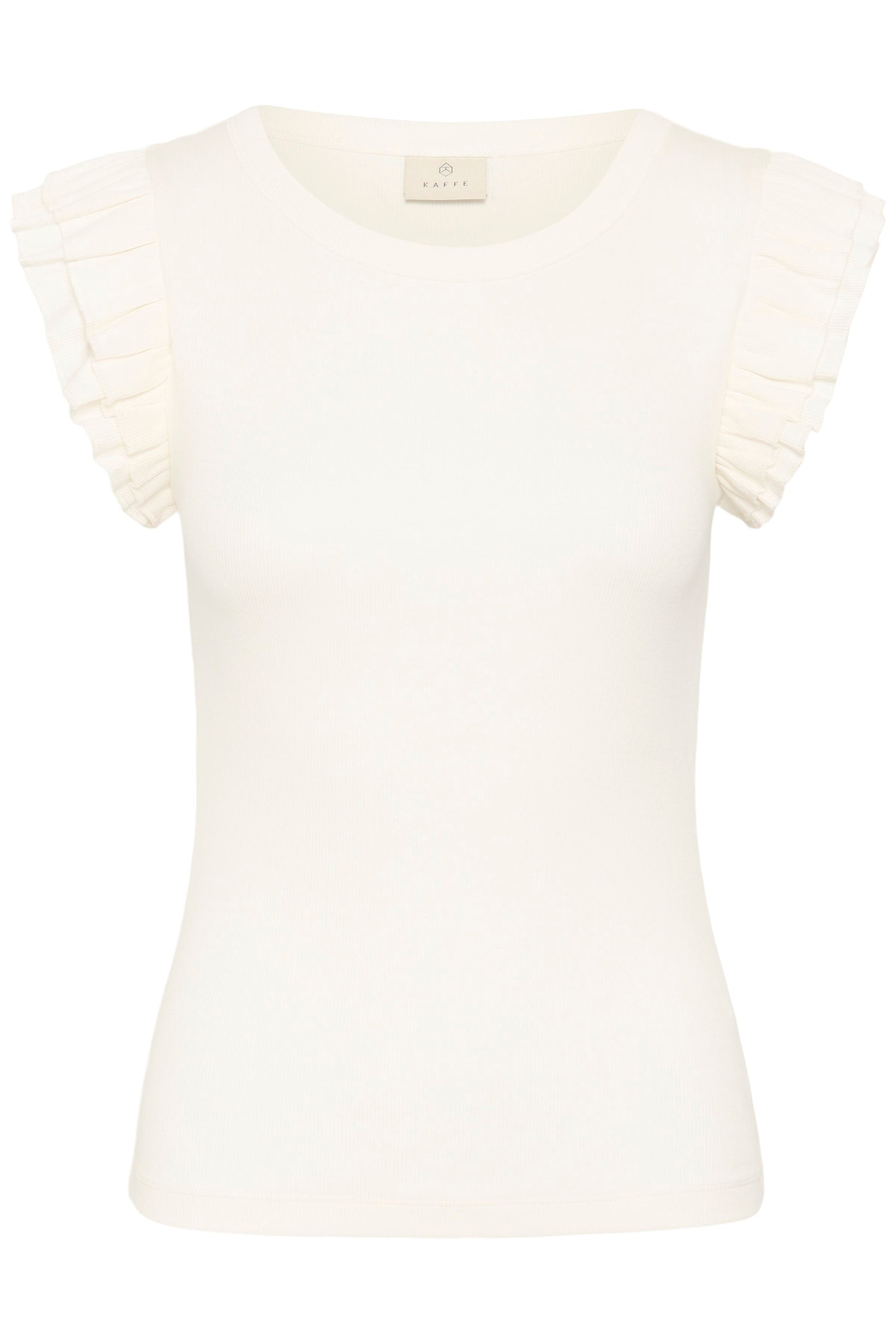 White blouse with ruffled sleeves on a white background