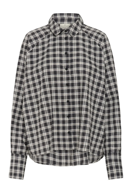 Black and white checkered shirt on a white background
