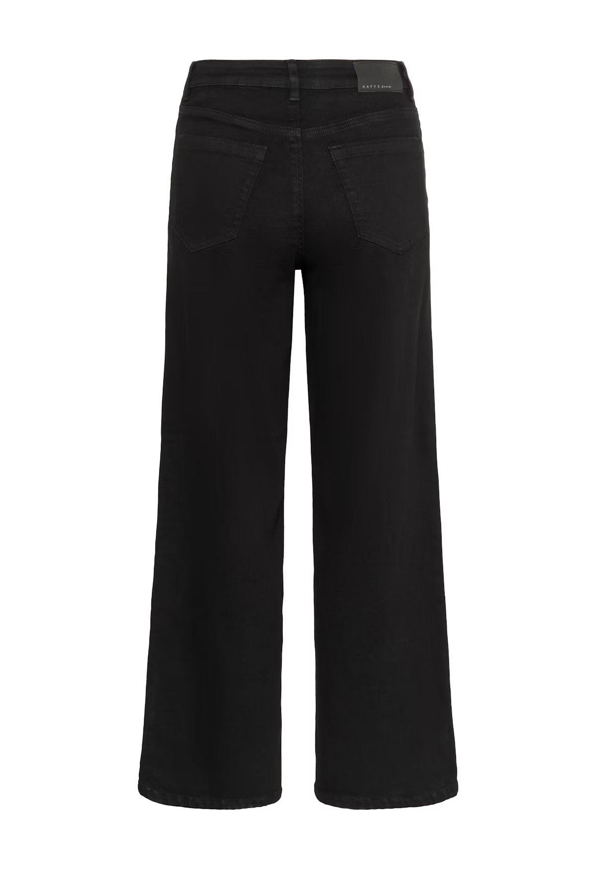 Black wide-leg pants on a white background