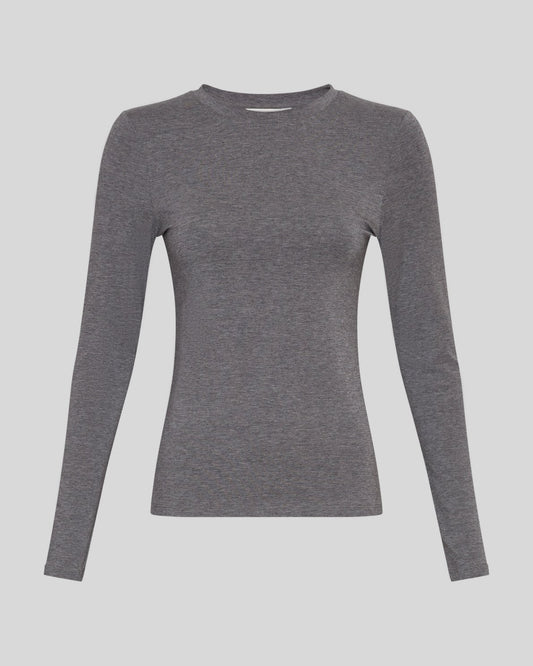 Gray long-sleeve shirt on a light gray background