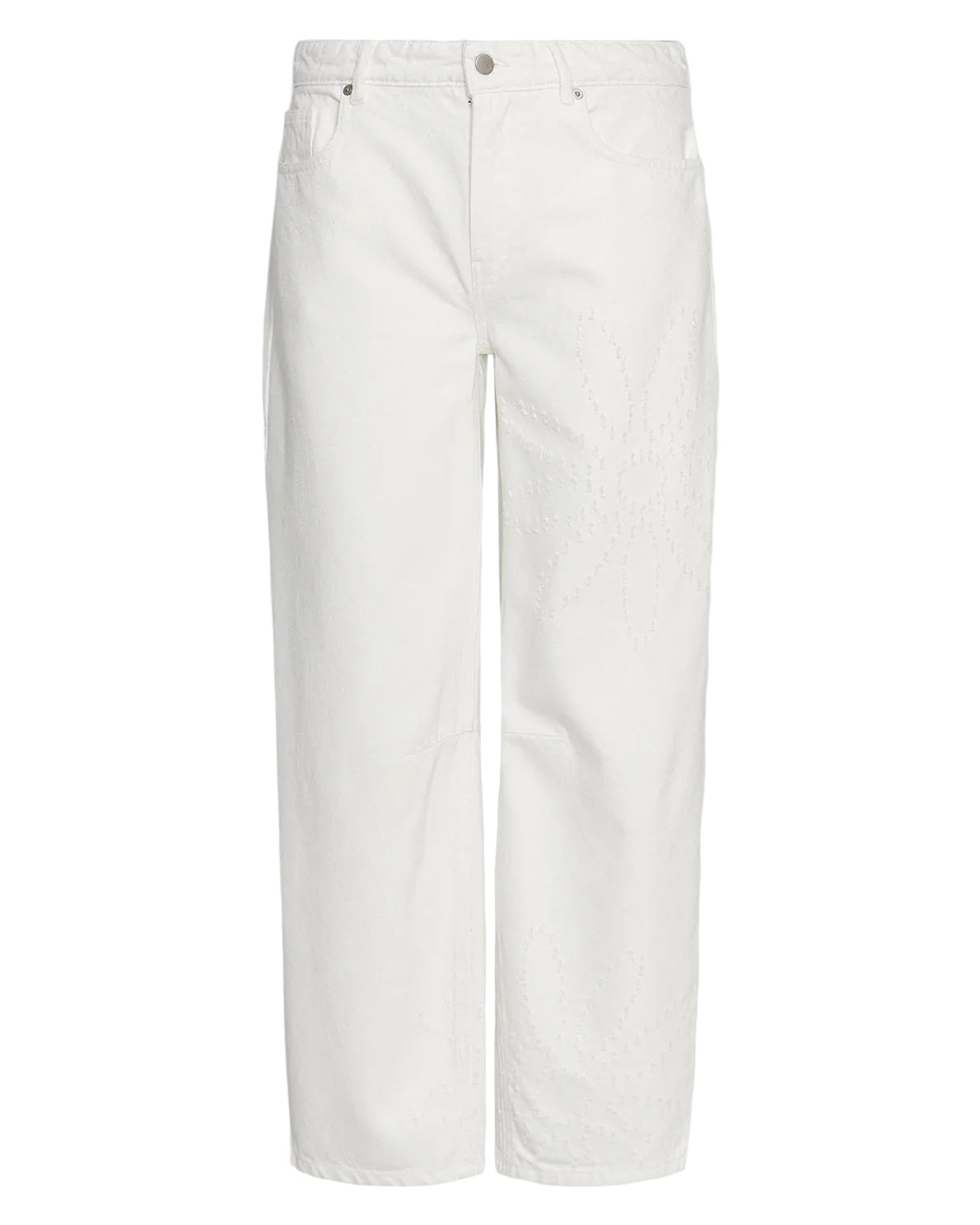 White jeans on plain background