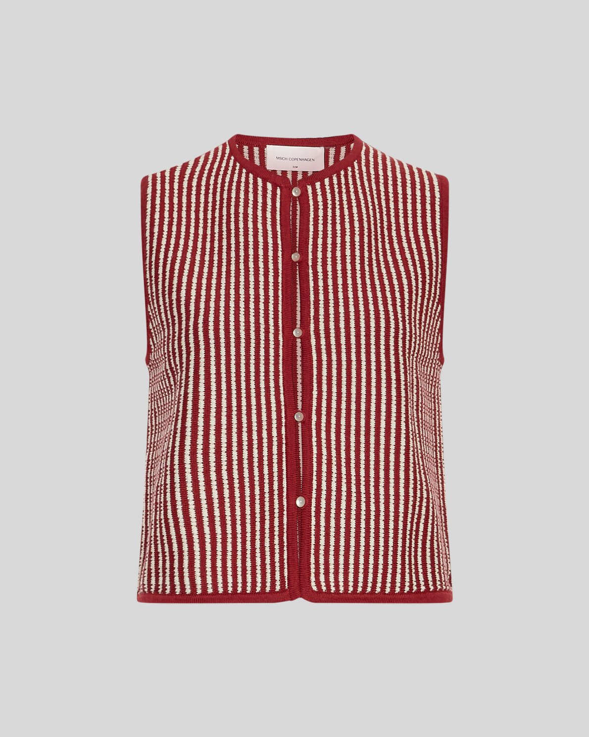 Red and white checkered vest on a light gray background