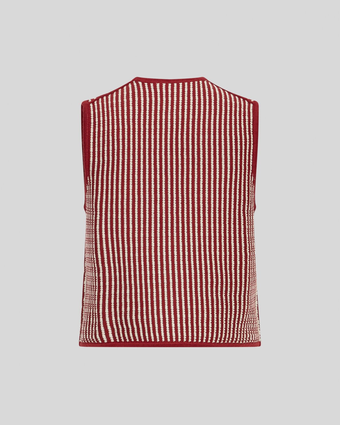 Red and white checkered vest on a light gray background