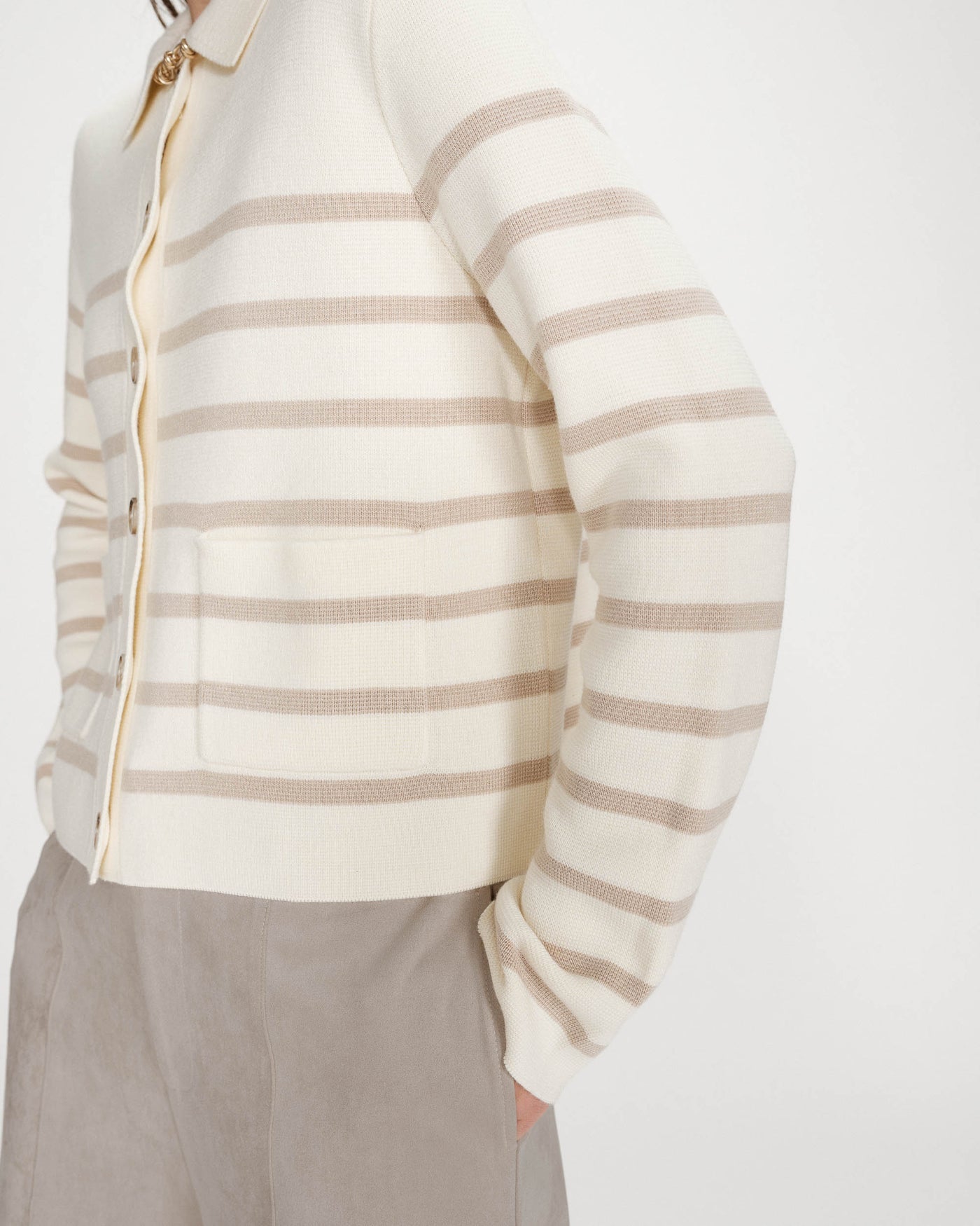 Striped jacket with a white background