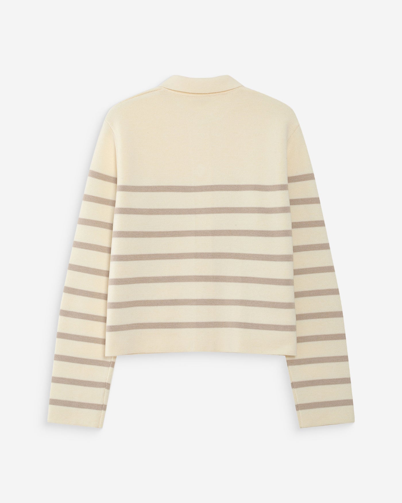 Beige and brown striped sweater on a white background