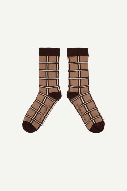 Checked Socks- Checked Clay