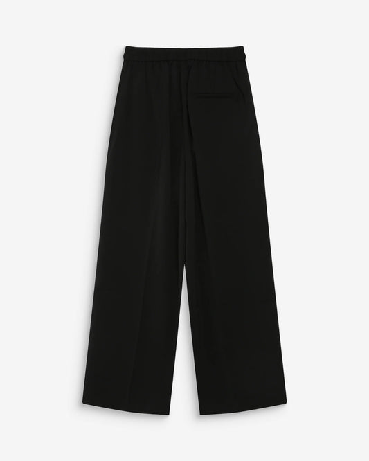 Black wide-leg pants on a white background