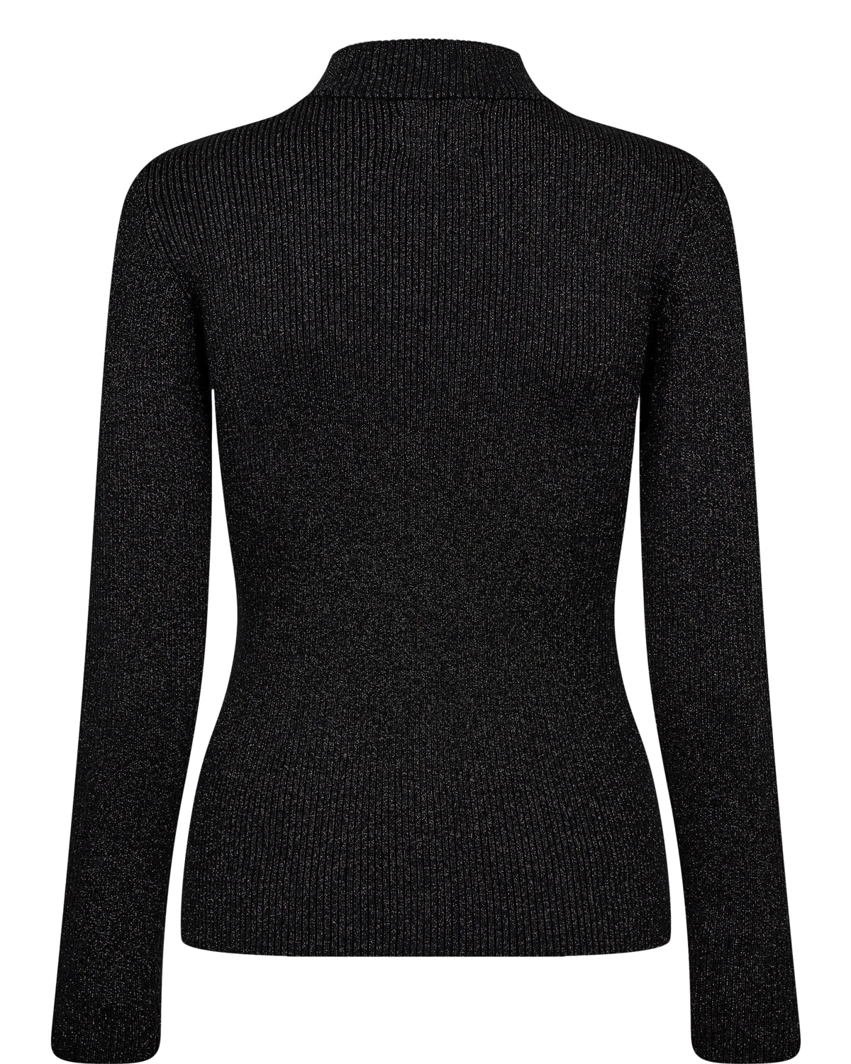 Black ribbed sweater on a white background