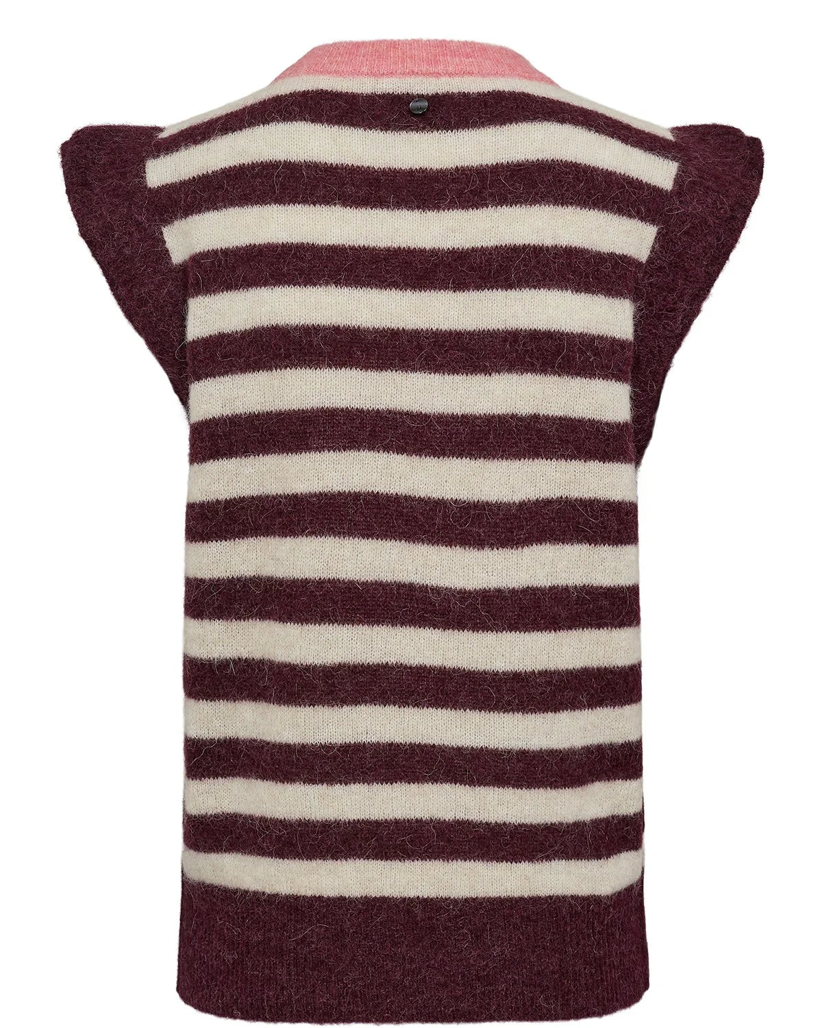 Striped vest with purple and white horizontal stripes on a white background