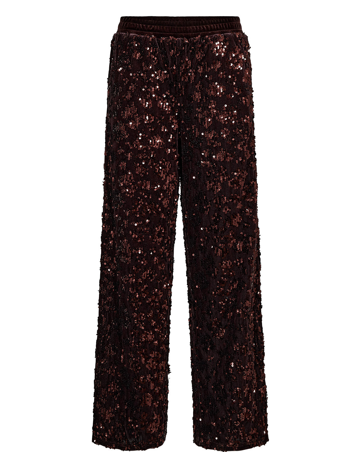 Black red sequin pants on a white background