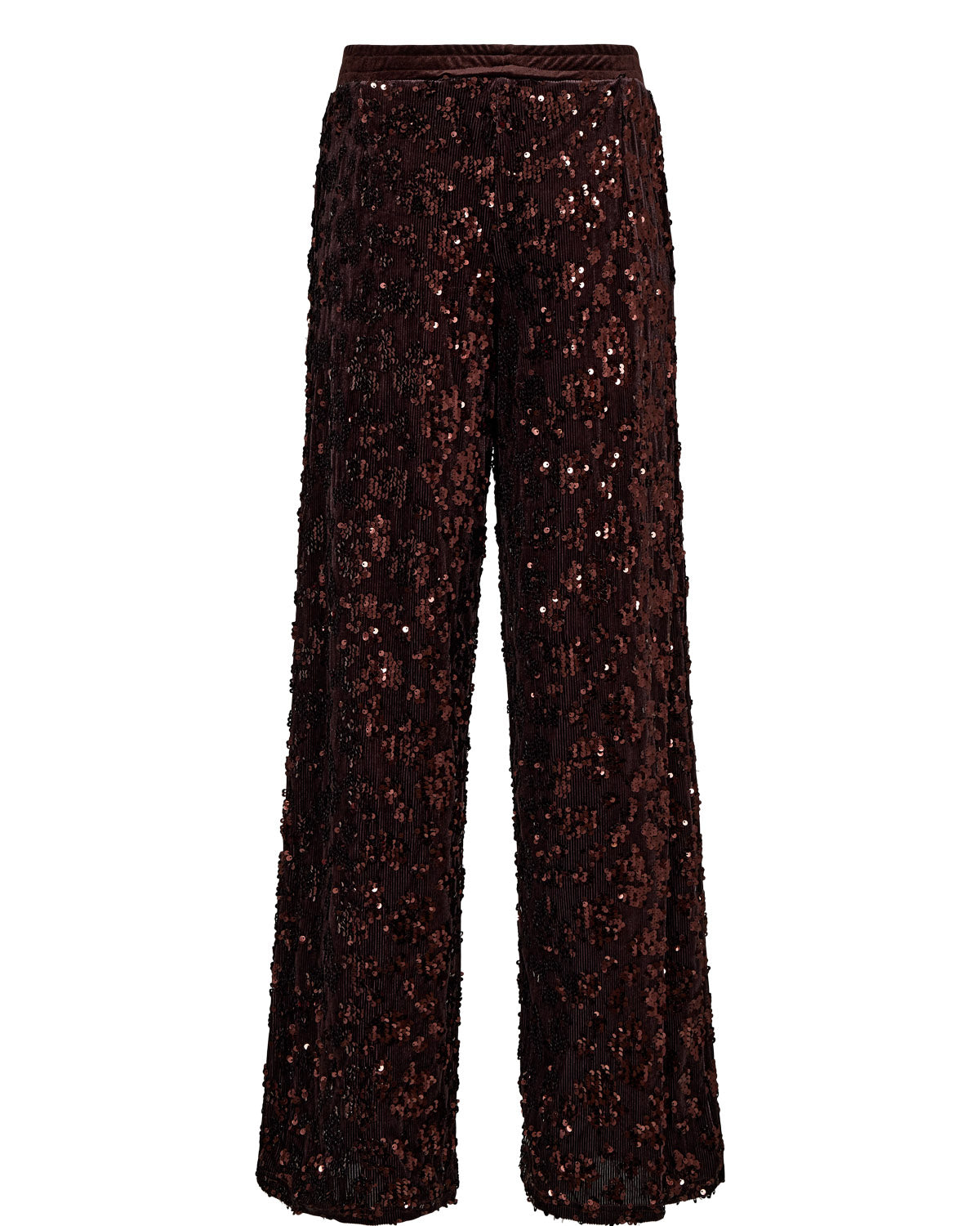 Black red sequin pants on a white background