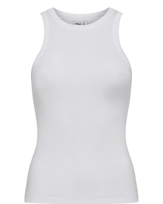 White sleeveless top on a white background