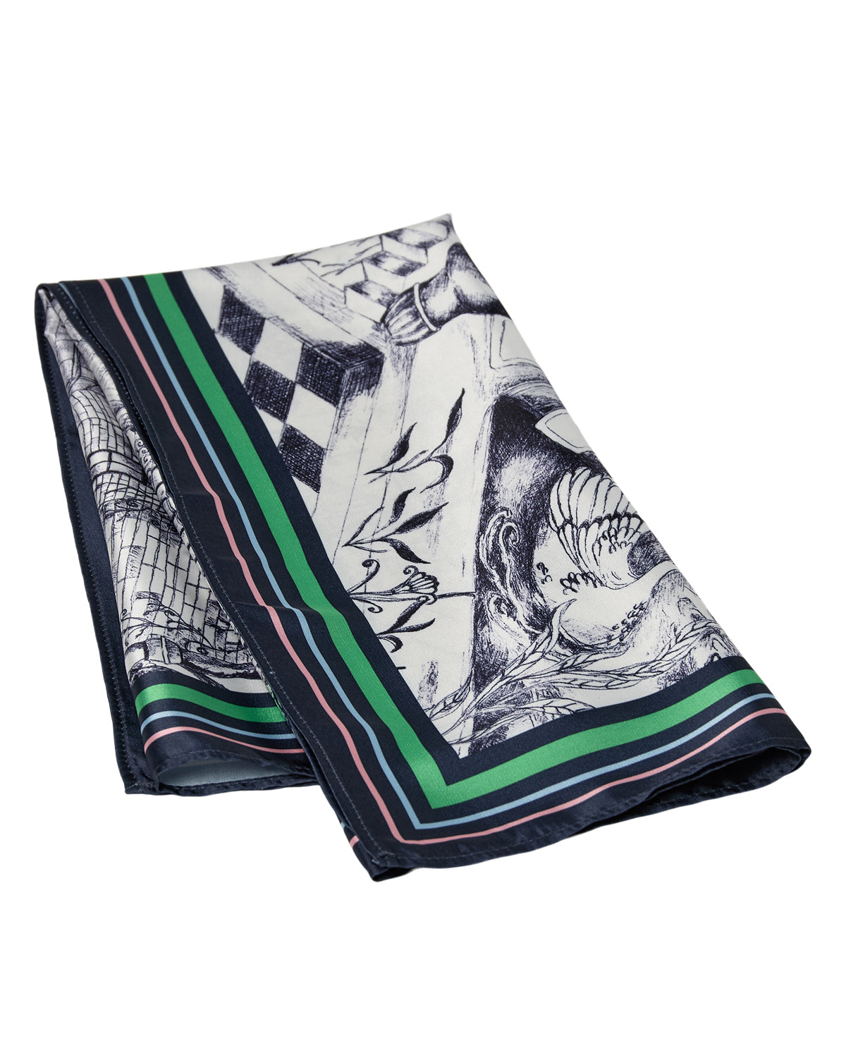 Fascinator with black and white design on a white background