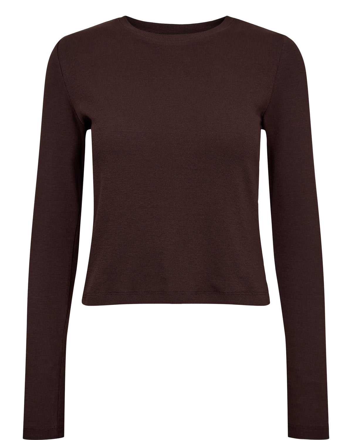 Brown long-sleeve top on a white background