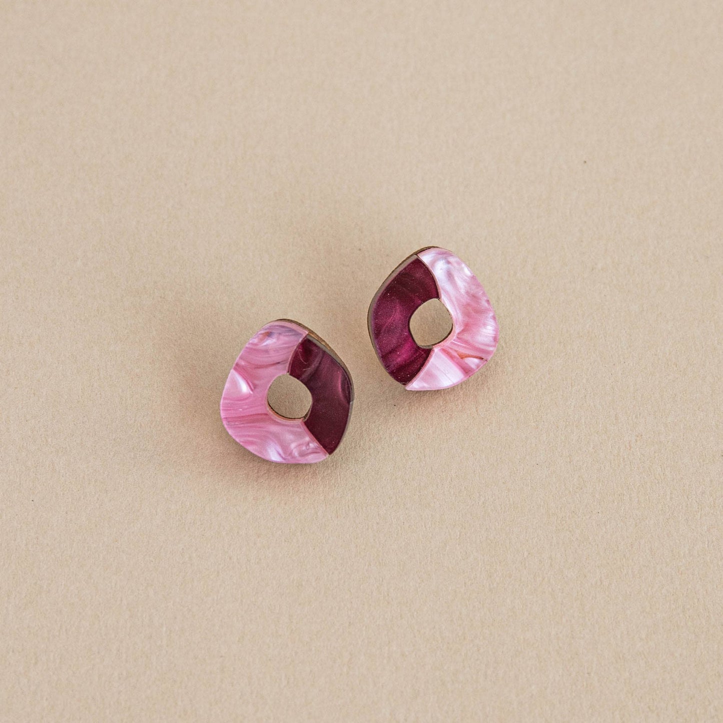 'Oh' Stud Earrings Pink Pepper You