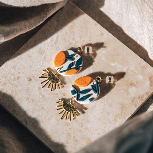 Pepper You Orange Tree with Brass Drop Earrings