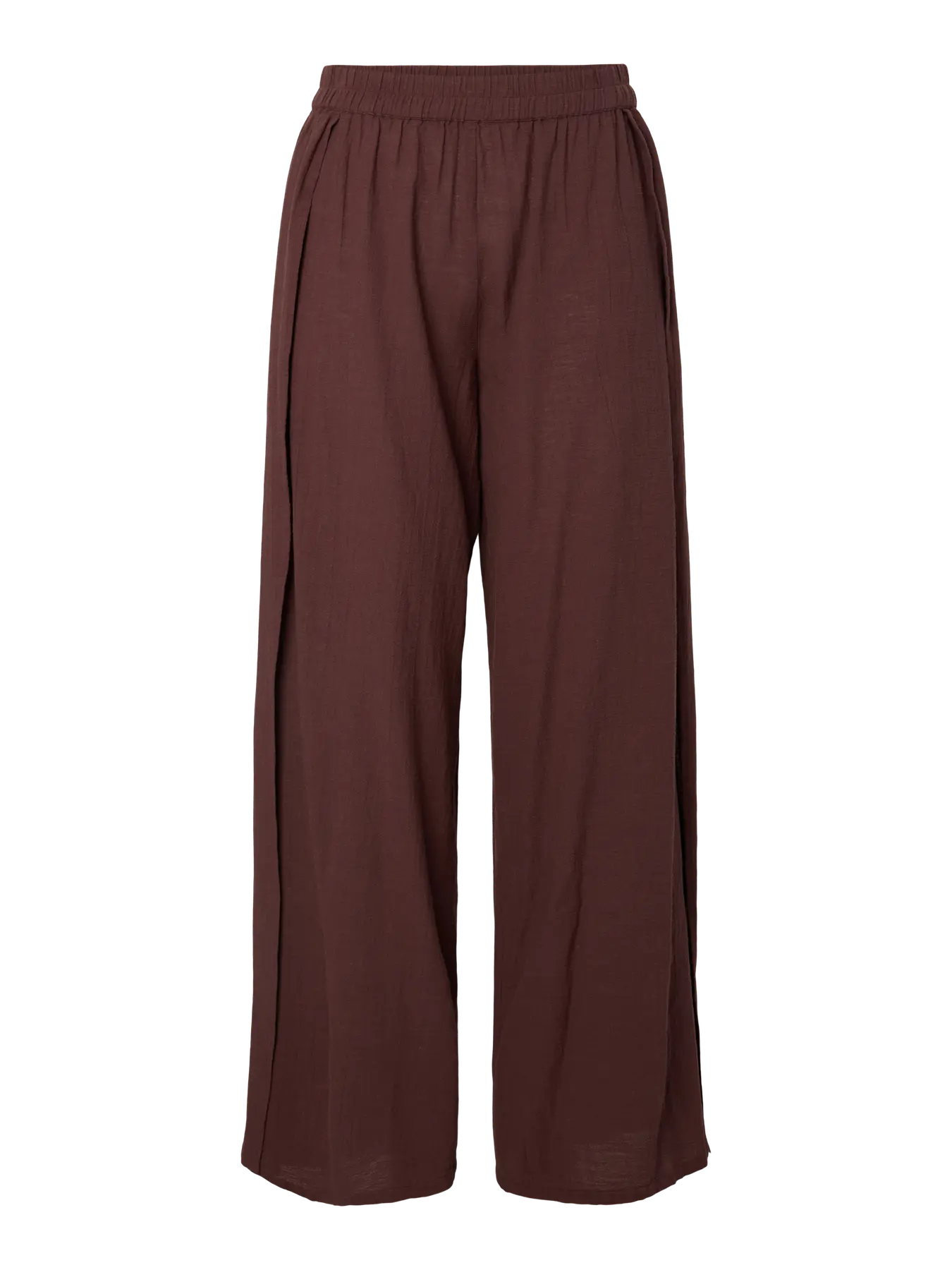 Brown wide-leg pants on a white background