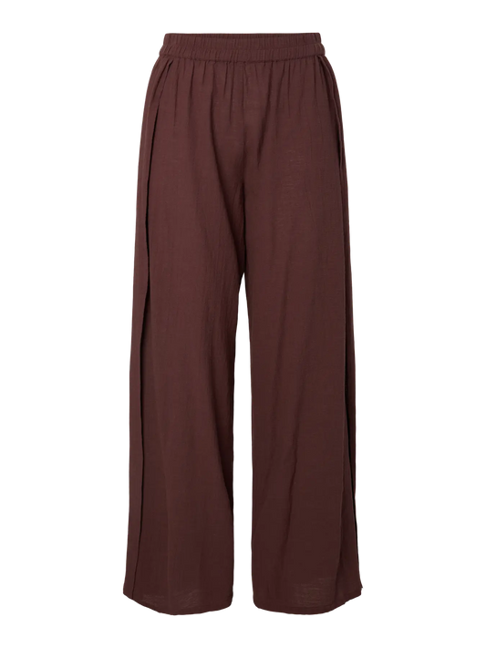Brown wide-leg pants on a white background