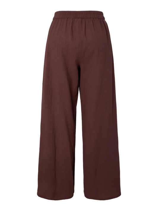 Brown wide-leg pants on a white background
