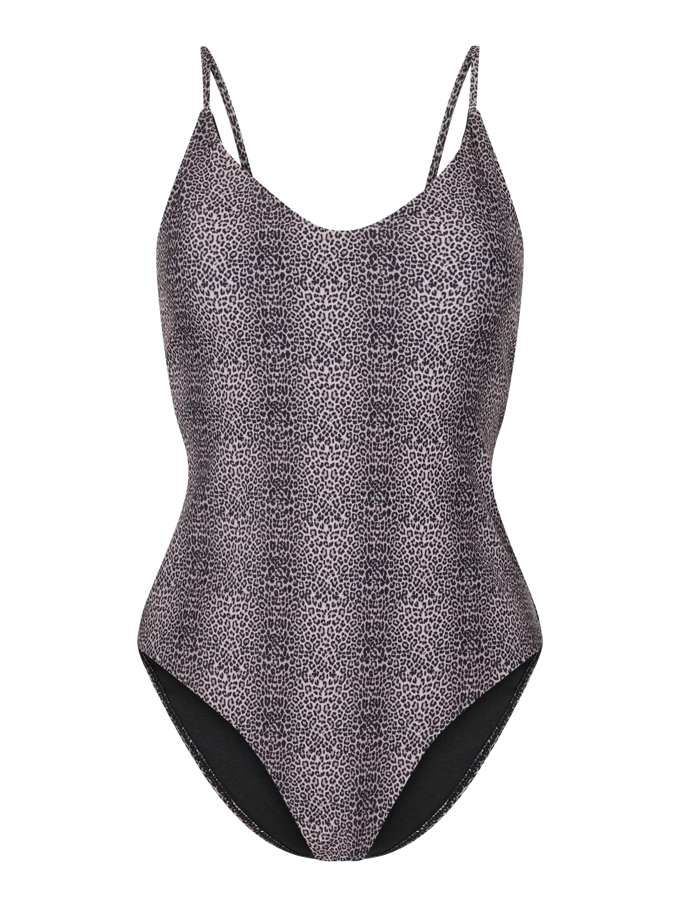 One-piece swimsuit with animal print on a white background