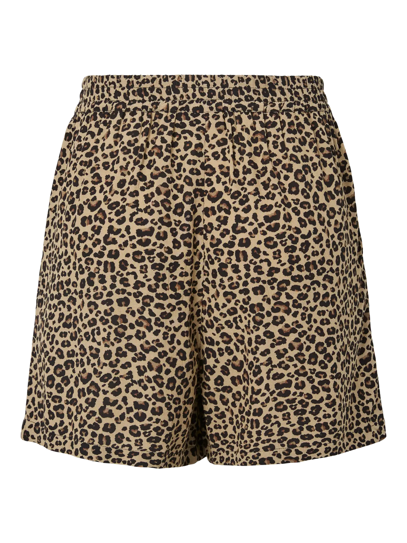 Leopard print shorts on a white background