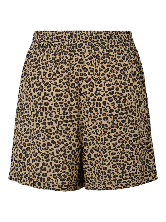 Leopard print shorts on a white background