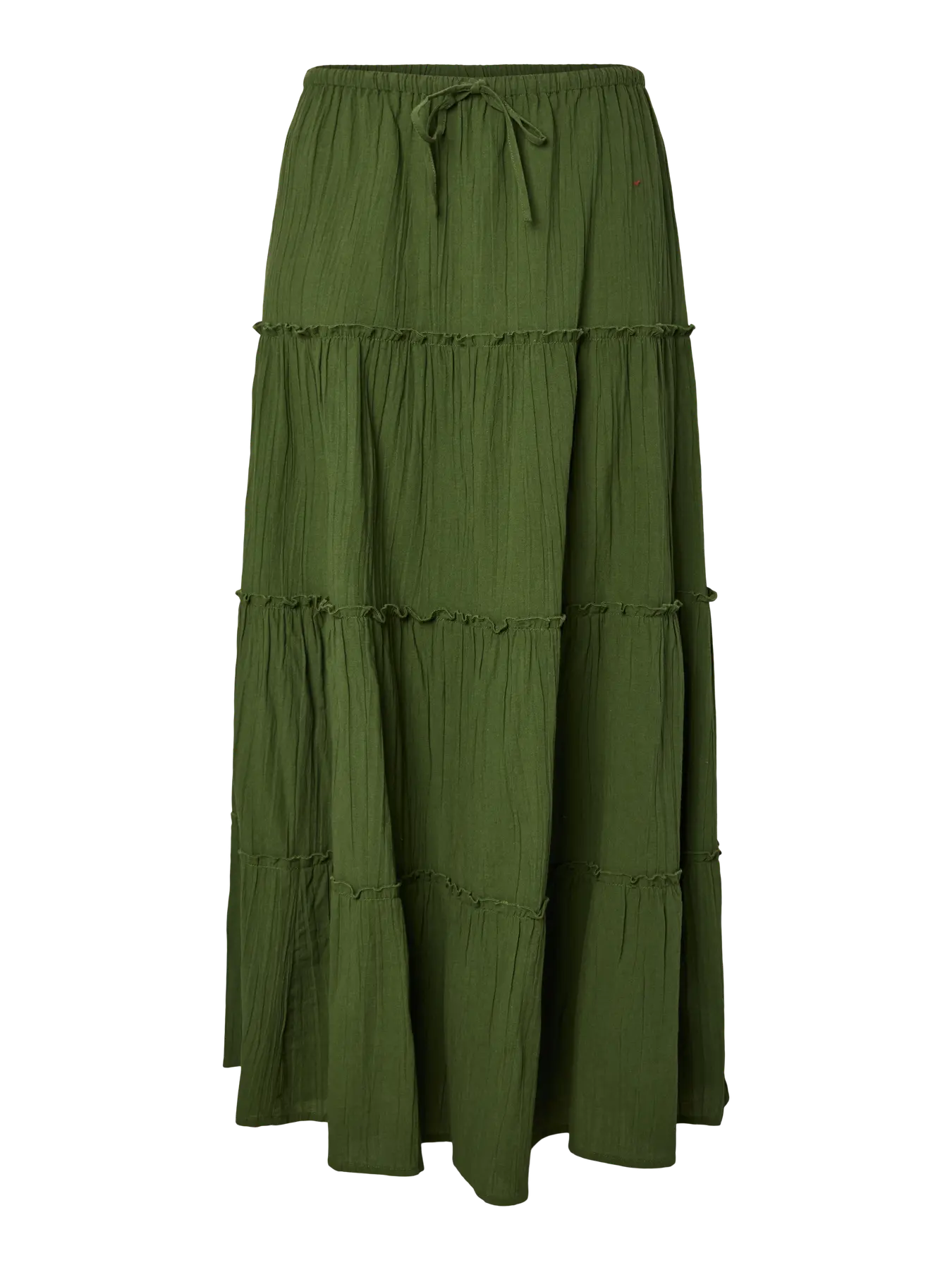 Green tiered skirt on a white background