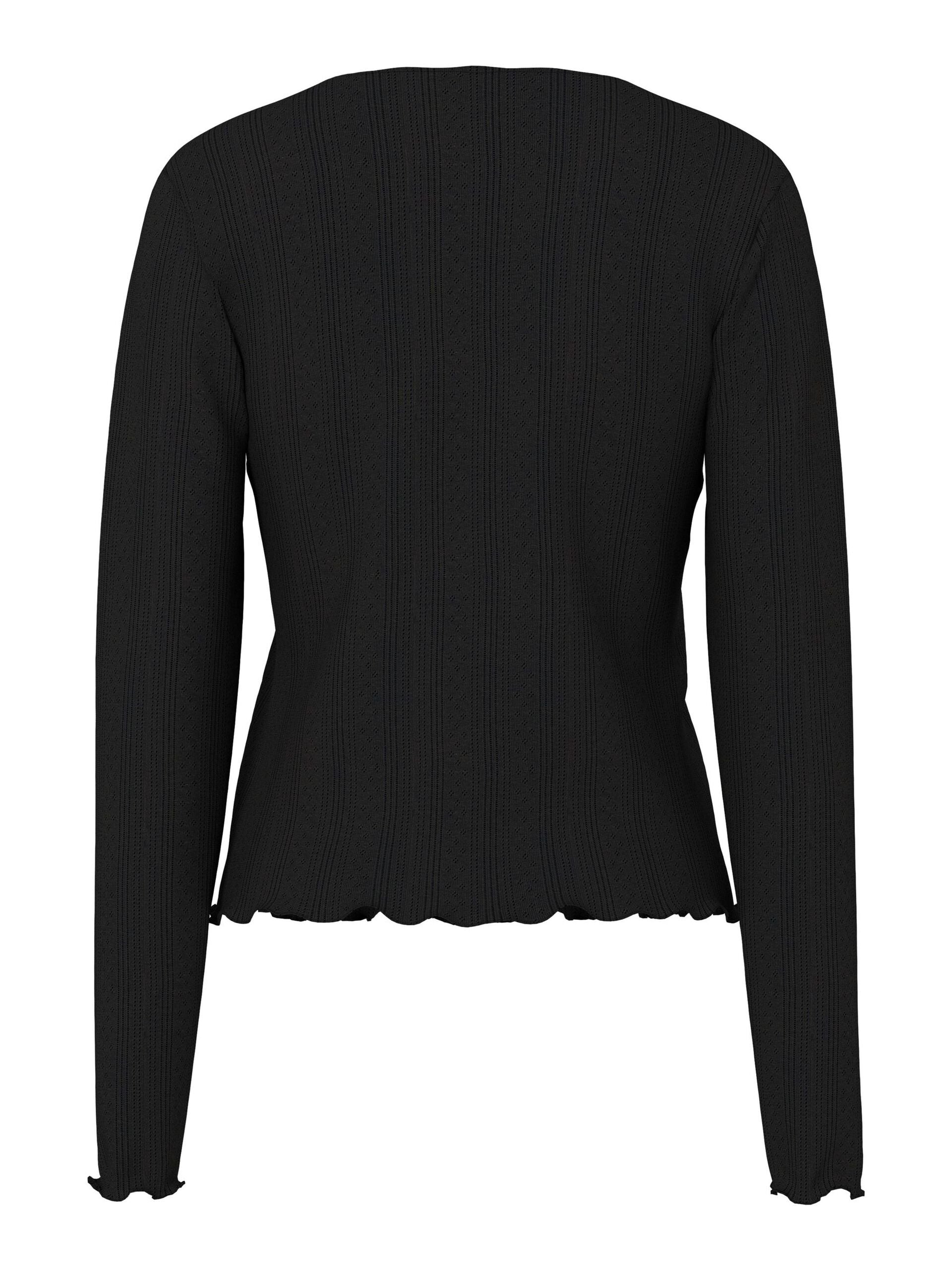Black ribbed sweater on a white background