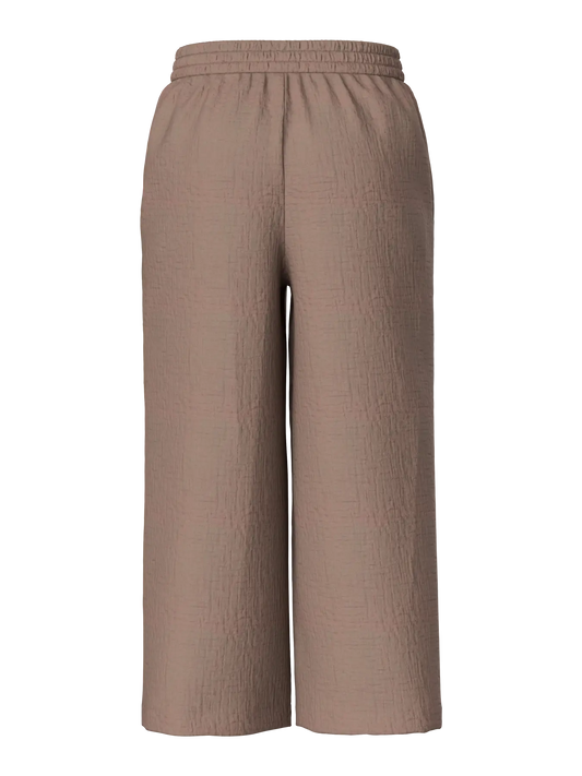 Brown wide-leg pants on a white background