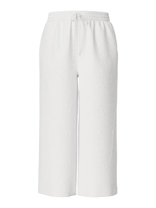 White wide-leg pants on a white background