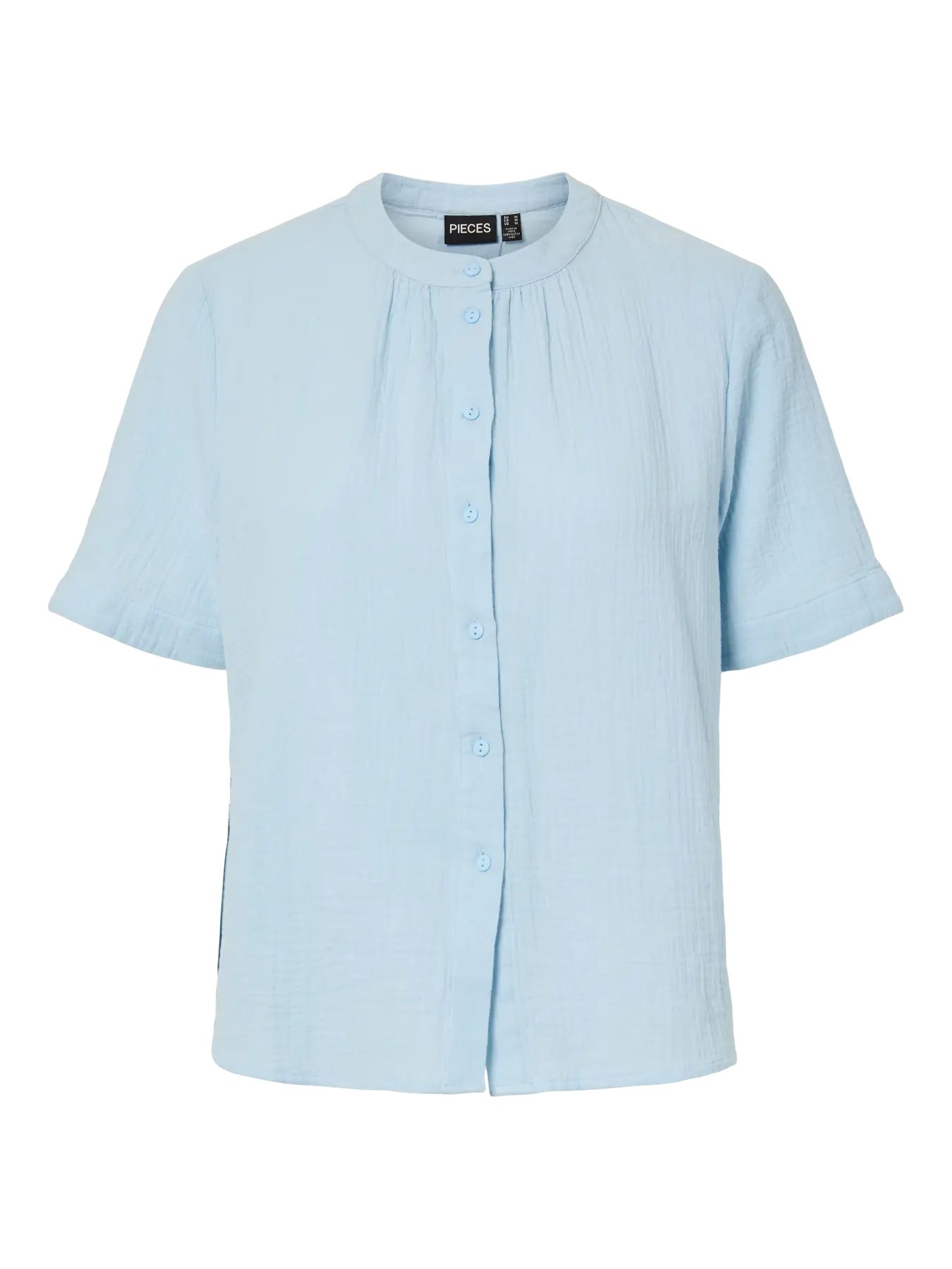 Light blue short-sleeve shirt on a white background