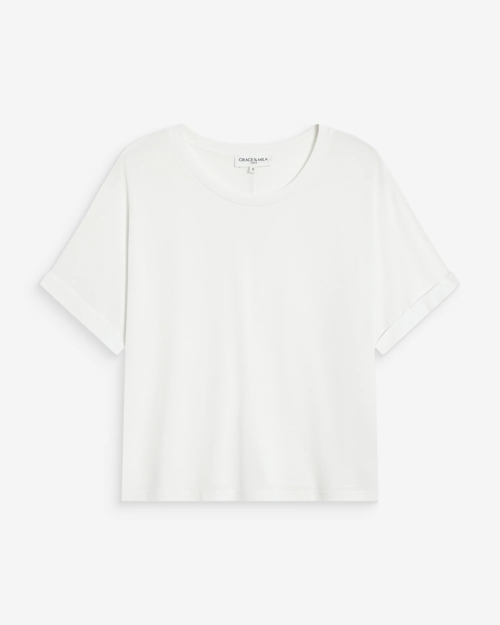 White t-shirt on a light gray background