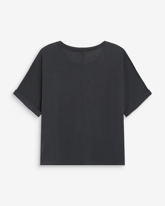 Black t-shirt on a white background