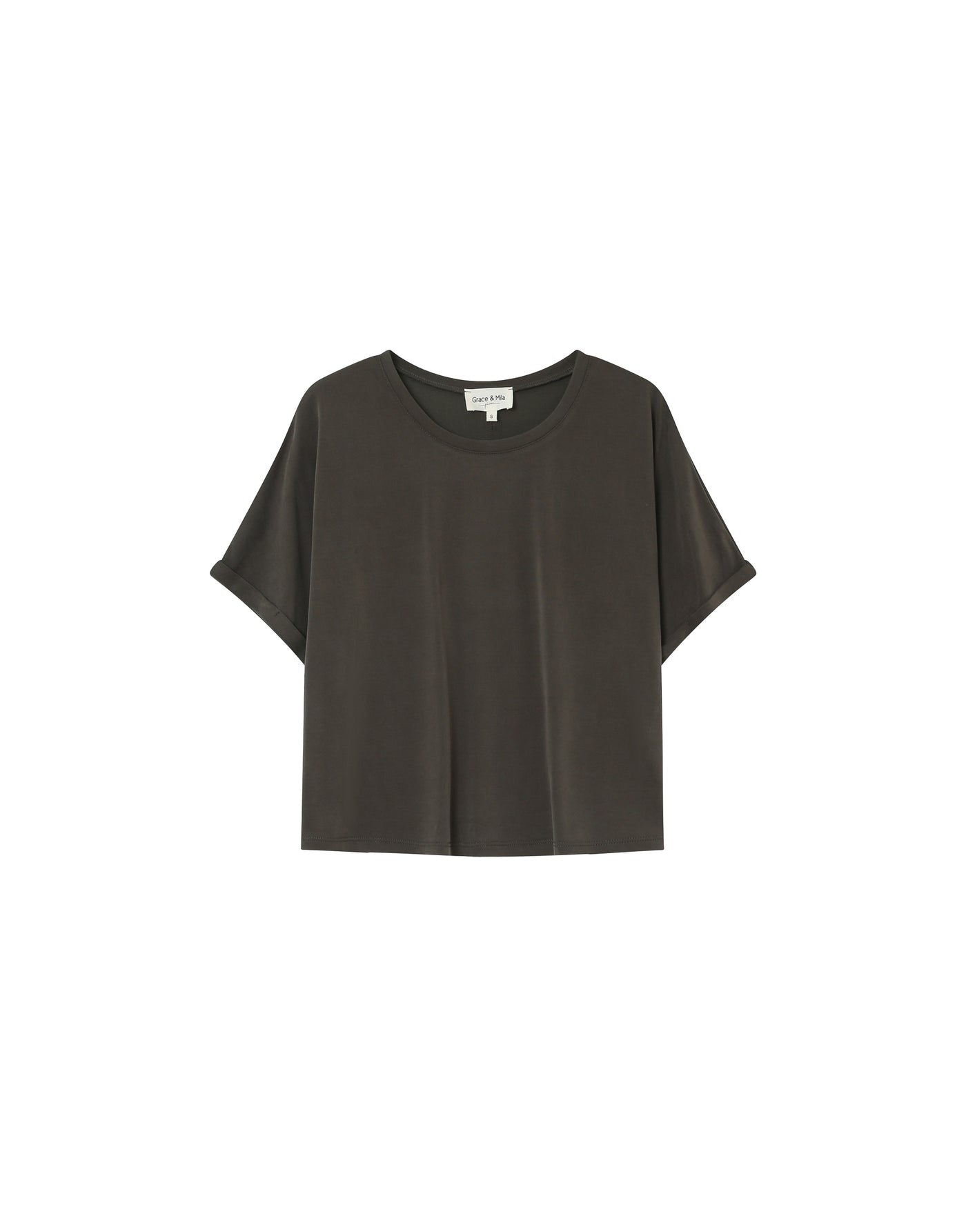 Dark gray t-shirt on a white background