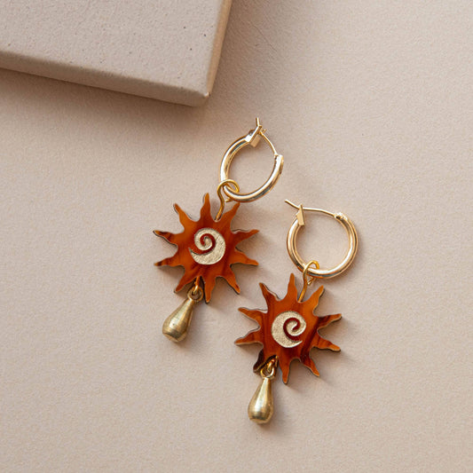 Pepper You Sol Hoop Earrings Amber