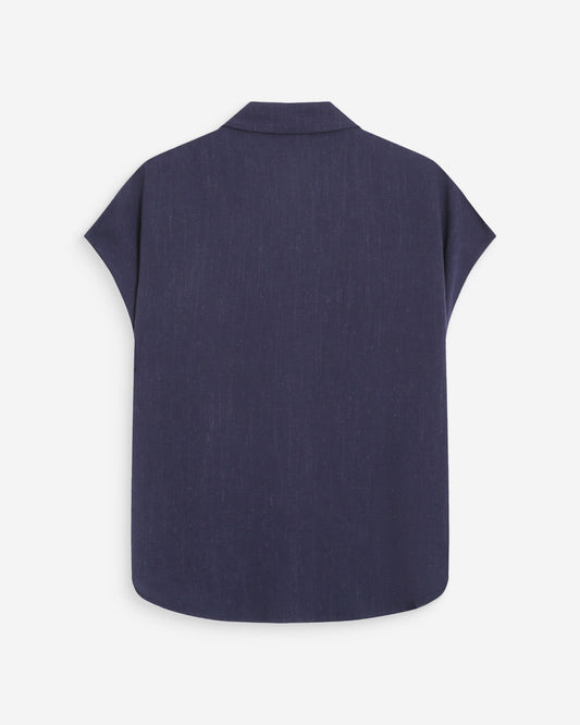 Navy sleeveless shirt on a white background
