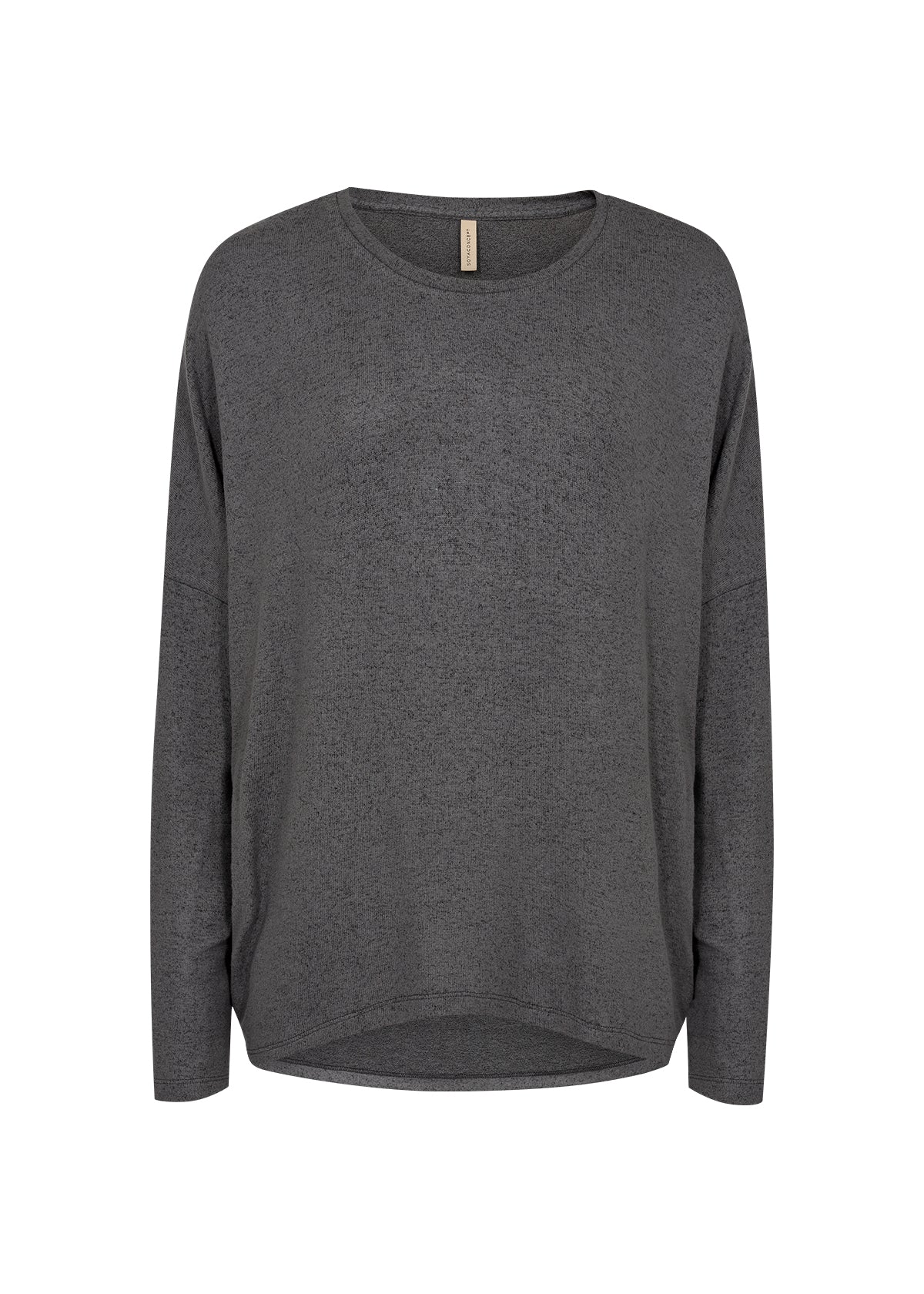 Dark grey long-sleeve shirt on a white background