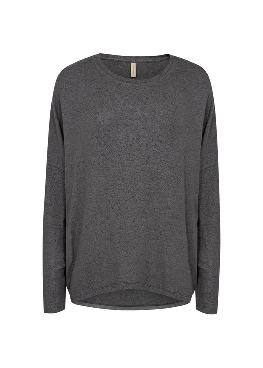 Dark grey long-sleeve shirt on a white background