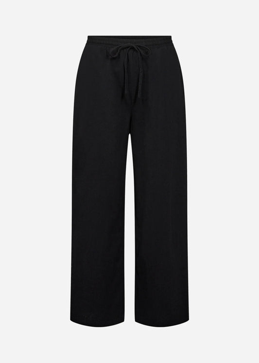 Black wide-leg pants on a white background