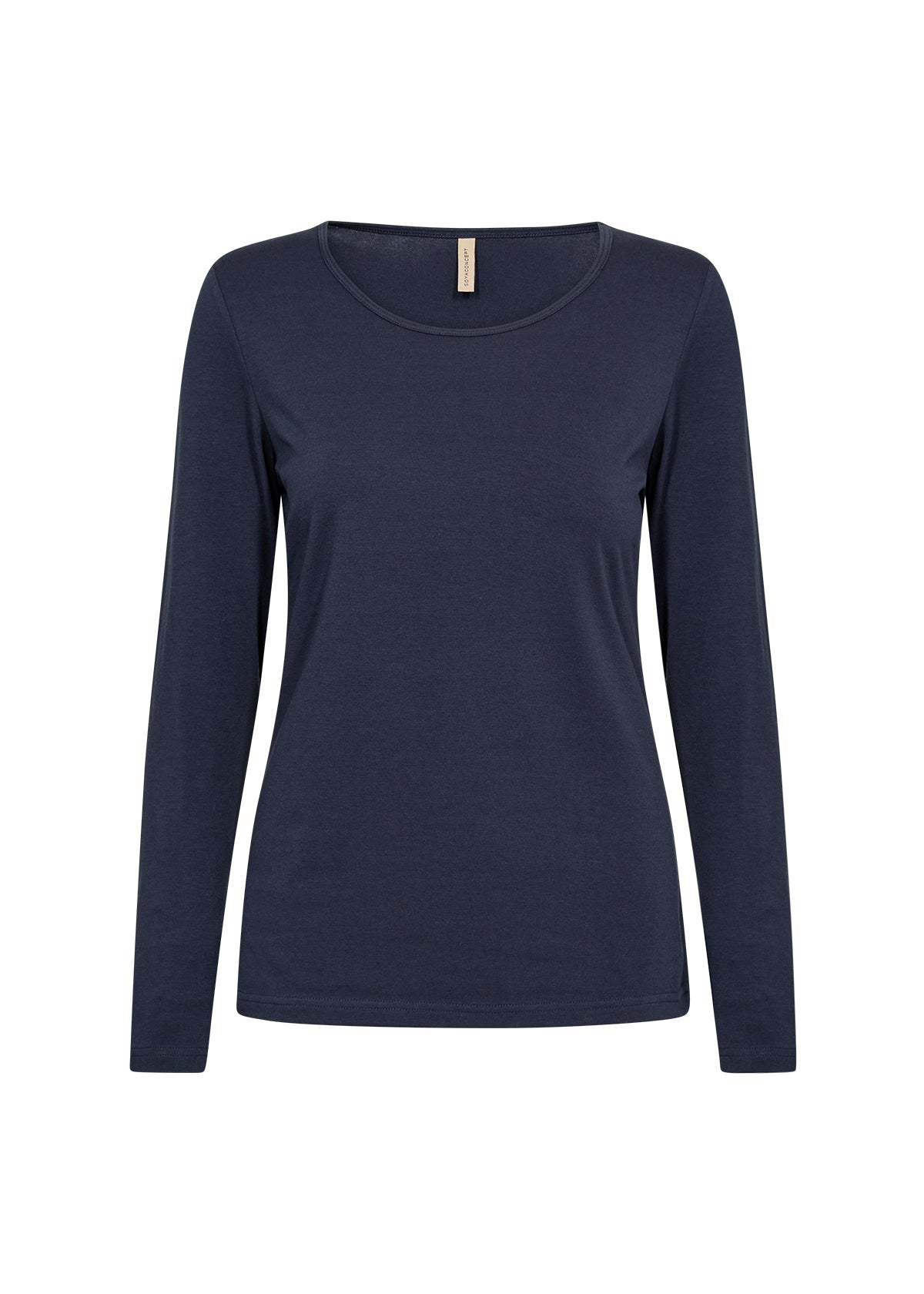 Navy long-sleeve shirt on a white background
