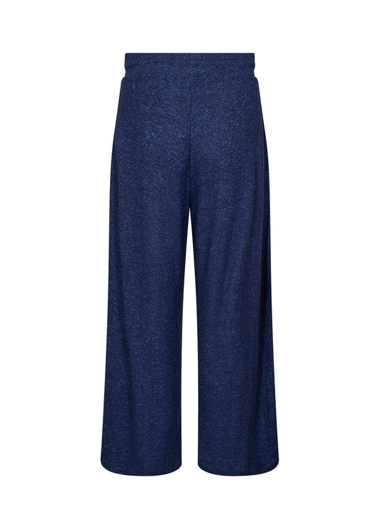 Navy blue wide-leg pants on a white background
