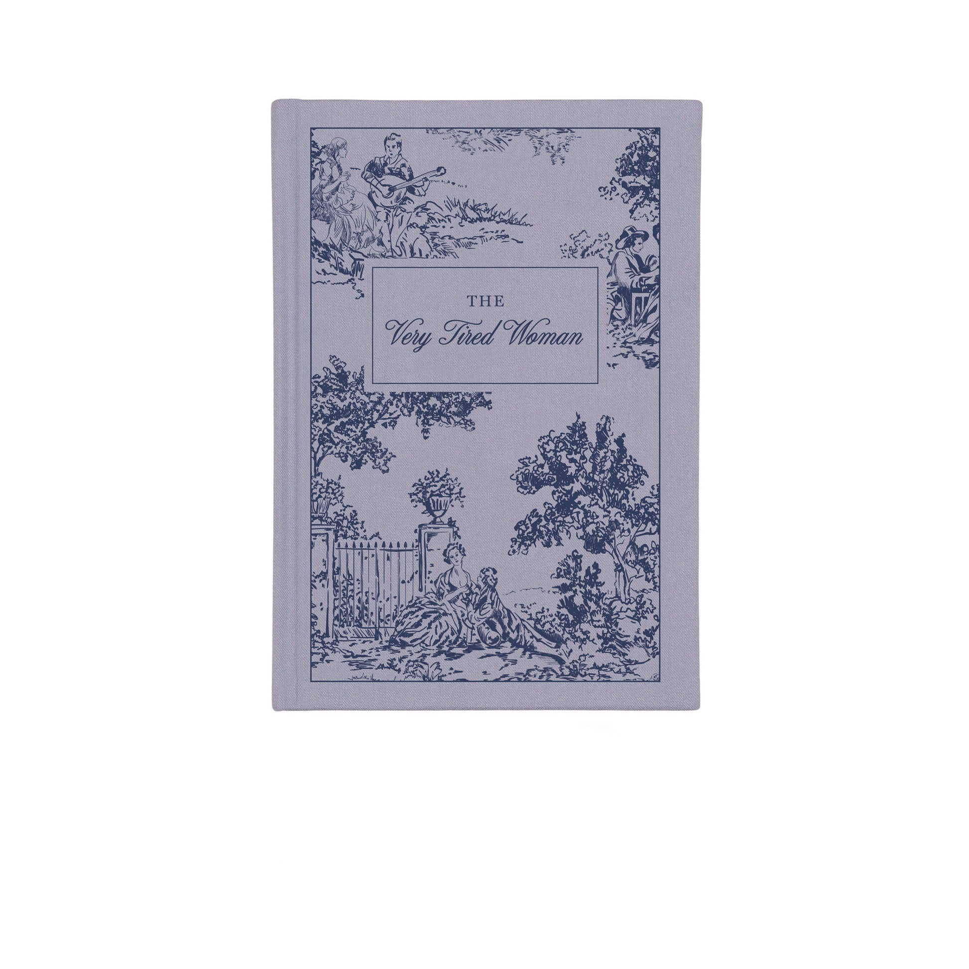 Book titled 'The Very Tired Woman' with decorative cover design on a white background