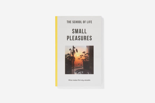 Book titled 'Small Pleasures' by The School of Life on a white background