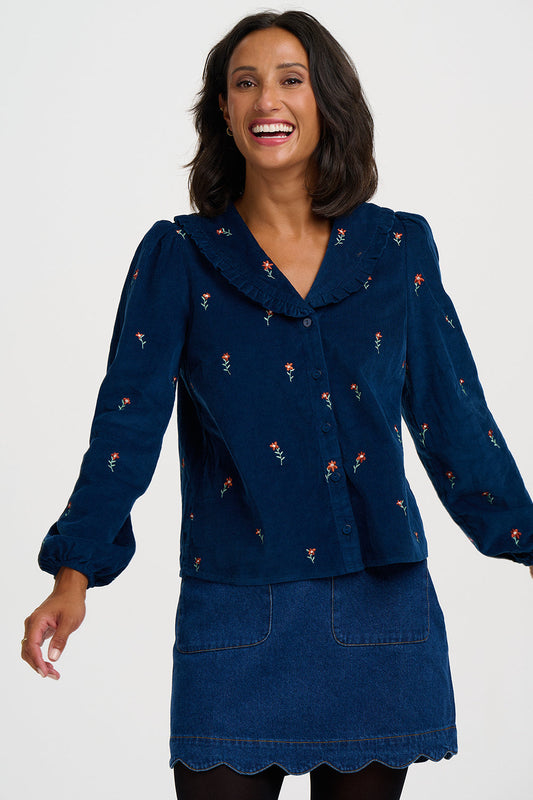 Bea Cord Blouse - Teal