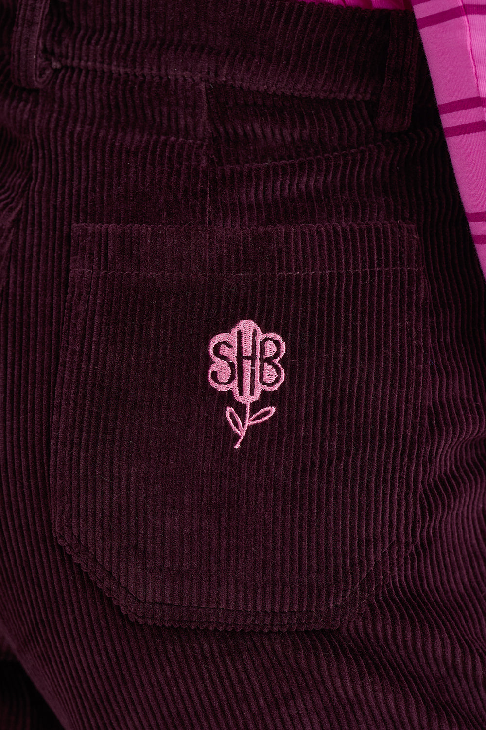 Lindley Cord Cropped Trousers -Dark Plum